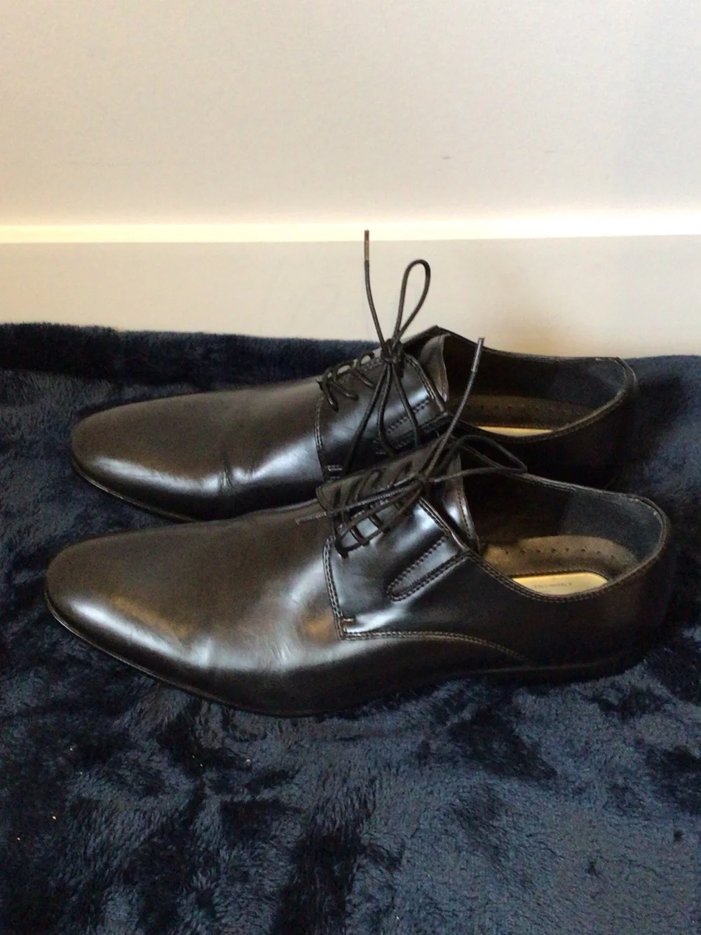 Kenneth Cole Black Leather Lace-Up Oxford Dress Shoes